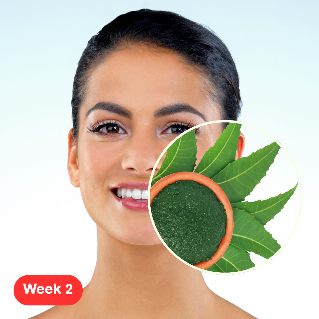 Neem and Giloy herbs reducing acne and skin inflammation